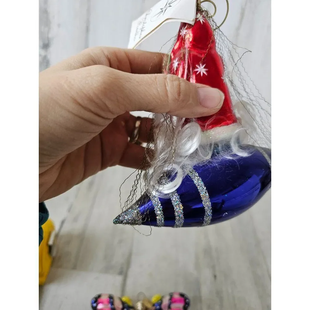 Radko rocket rider reflector Santa 2002 tinsel ornament Xmas tree‎